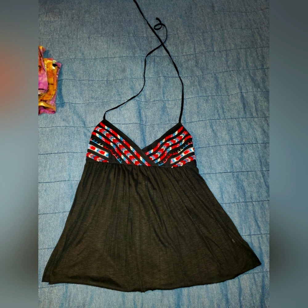 American Eagle Outfitters Black and Red Camisole